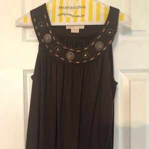 Michael Kors brown beaded top- Size XS